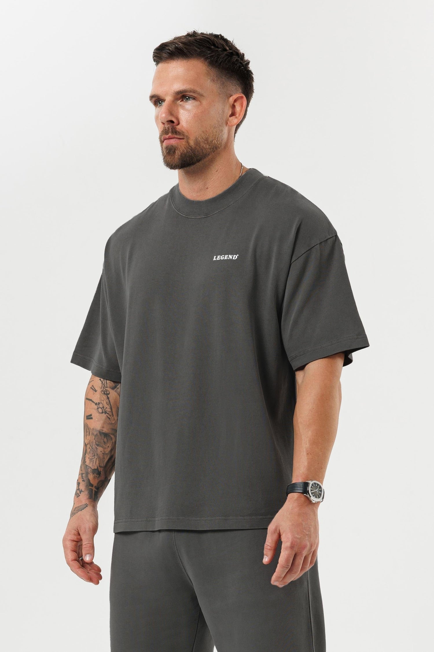 LEGEND LONDON T-SHIRT - PRINT OVERSIZED PRINT OVERSIZED T-SHIRT - GUN METAL