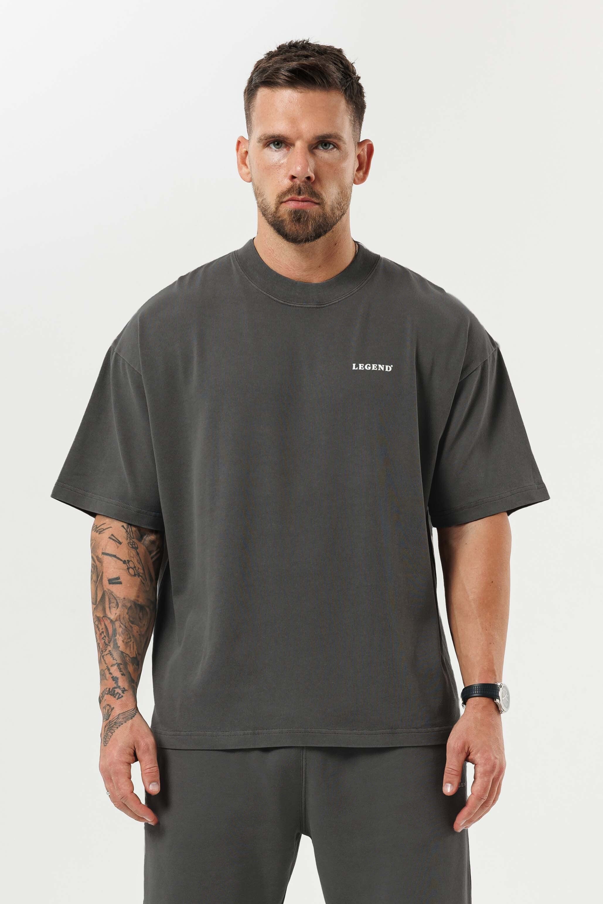 LEGEND LONDON T-SHIRT - PRINT OVERSIZED PRINT OVERSIZED T-SHIRT - GUN METAL