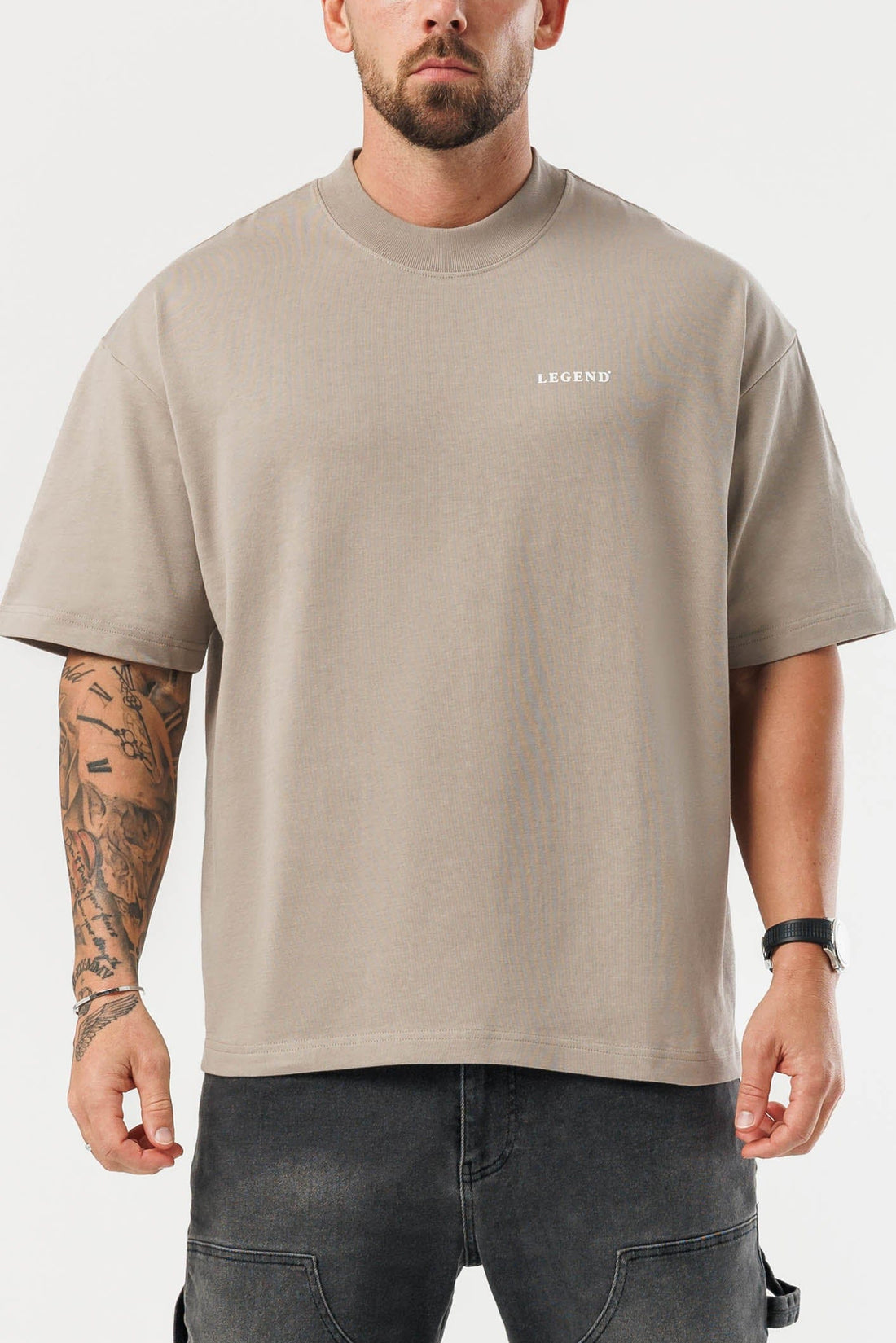 LEGEND LONDON T-SHIRT - PRINT OVERSIZED PRINT OVERSIZED T-SHIRT - VINTAGE KHAKI