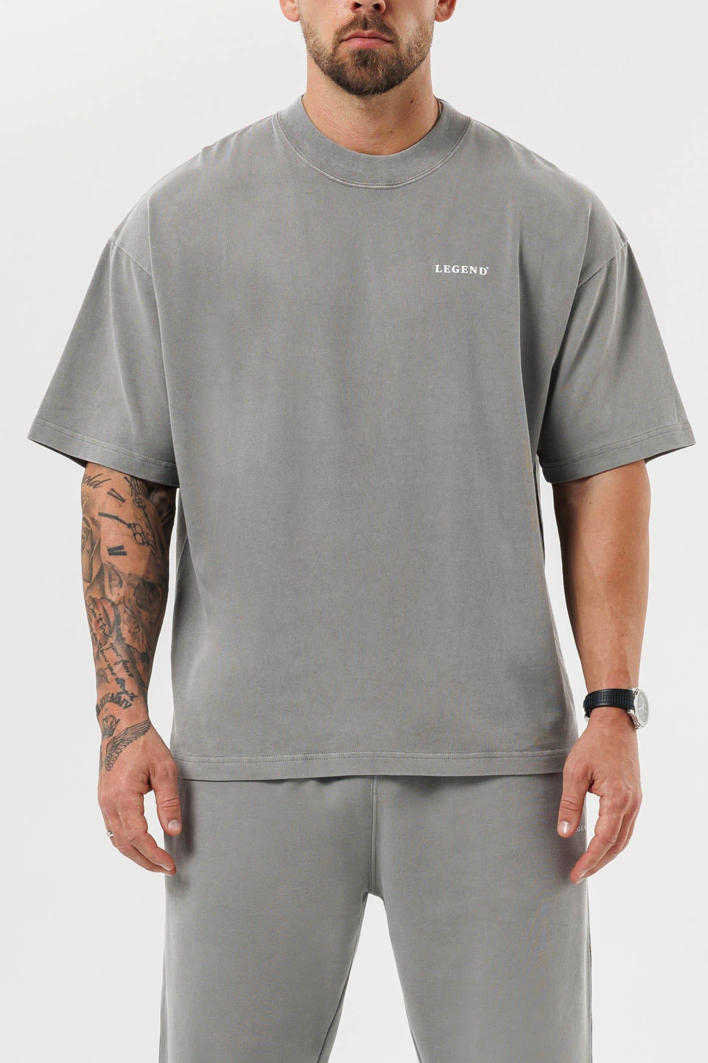 LEGEND LONDON T-SHIRT - PRINT OVERSIZED PRINT OVERSIZED T-SHIRT - WASHED GREY
