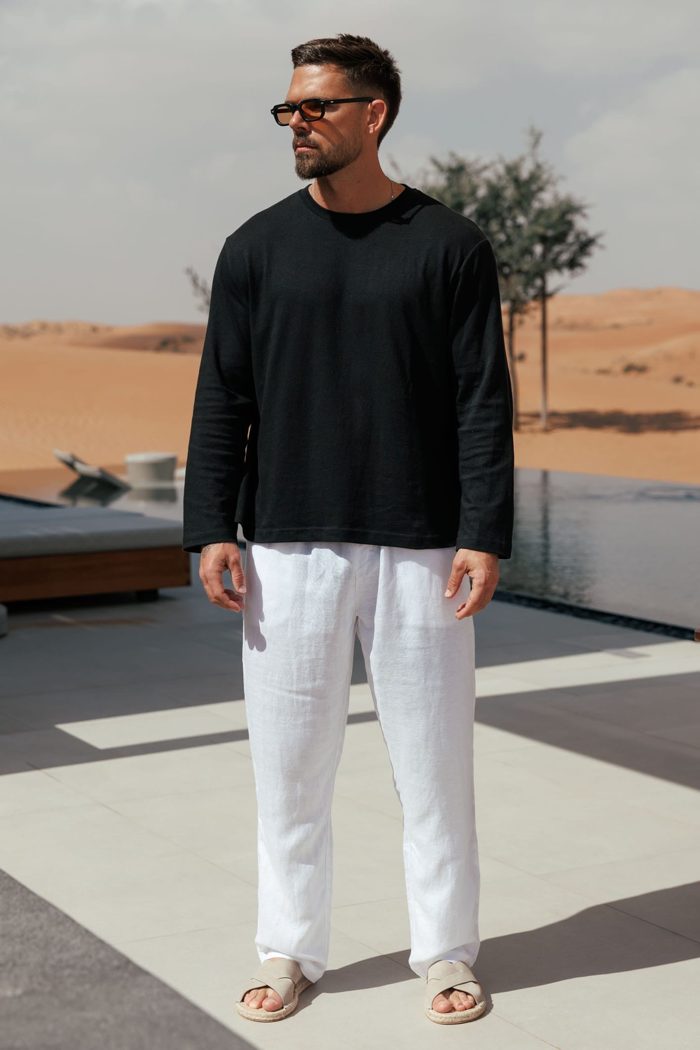 Legend London T-SHIRT - SUMMER CROPPED LINEN T-SHIRT - BLACK