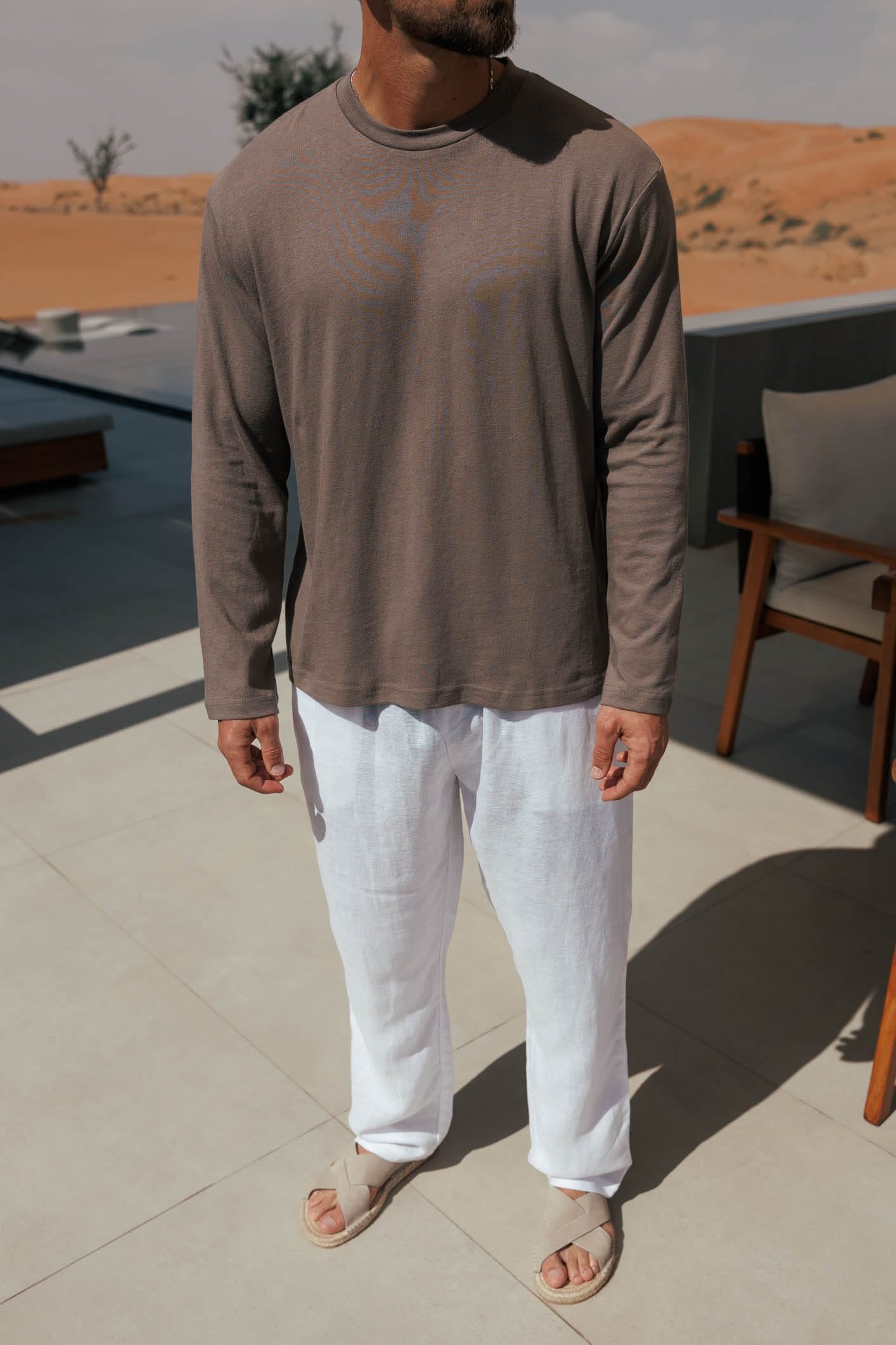 Legend London T-SHIRT - SUMMER CROPPED LINEN T-SHIRT - OAK