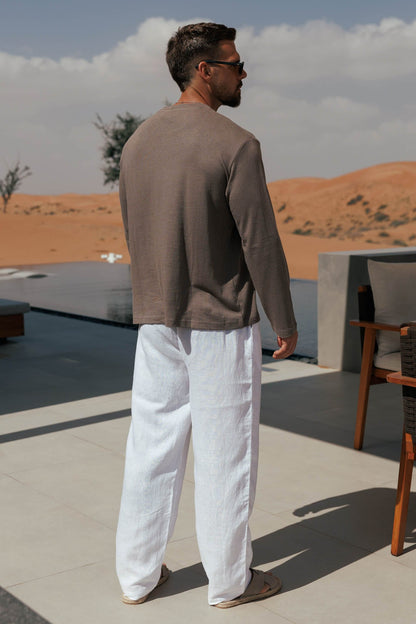 Legend London T-SHIRT - SUMMER CROPPED LINEN T-SHIRT - OAK