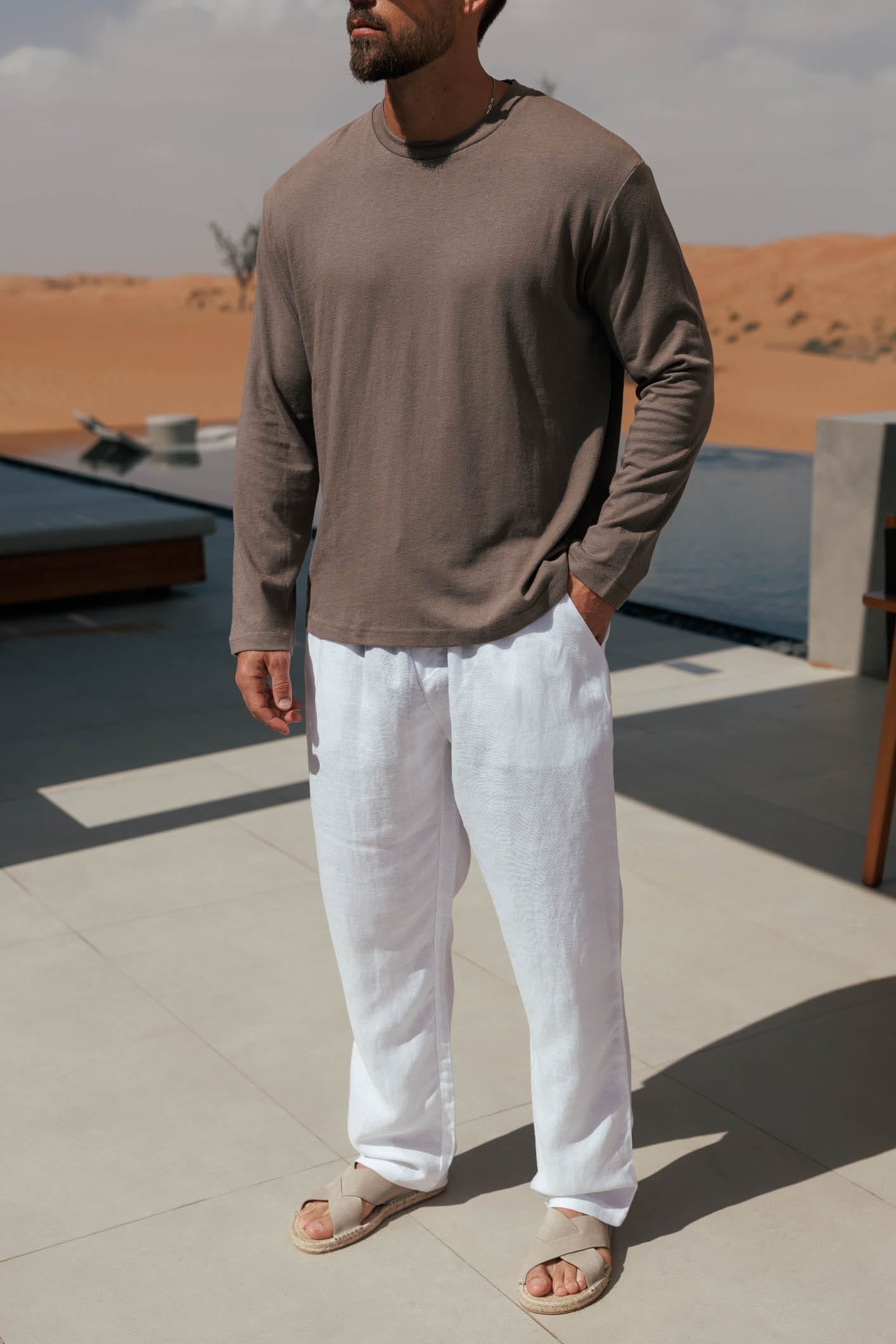 Legend London T-SHIRT - SUMMER CROPPED LINEN T-SHIRT - OAK