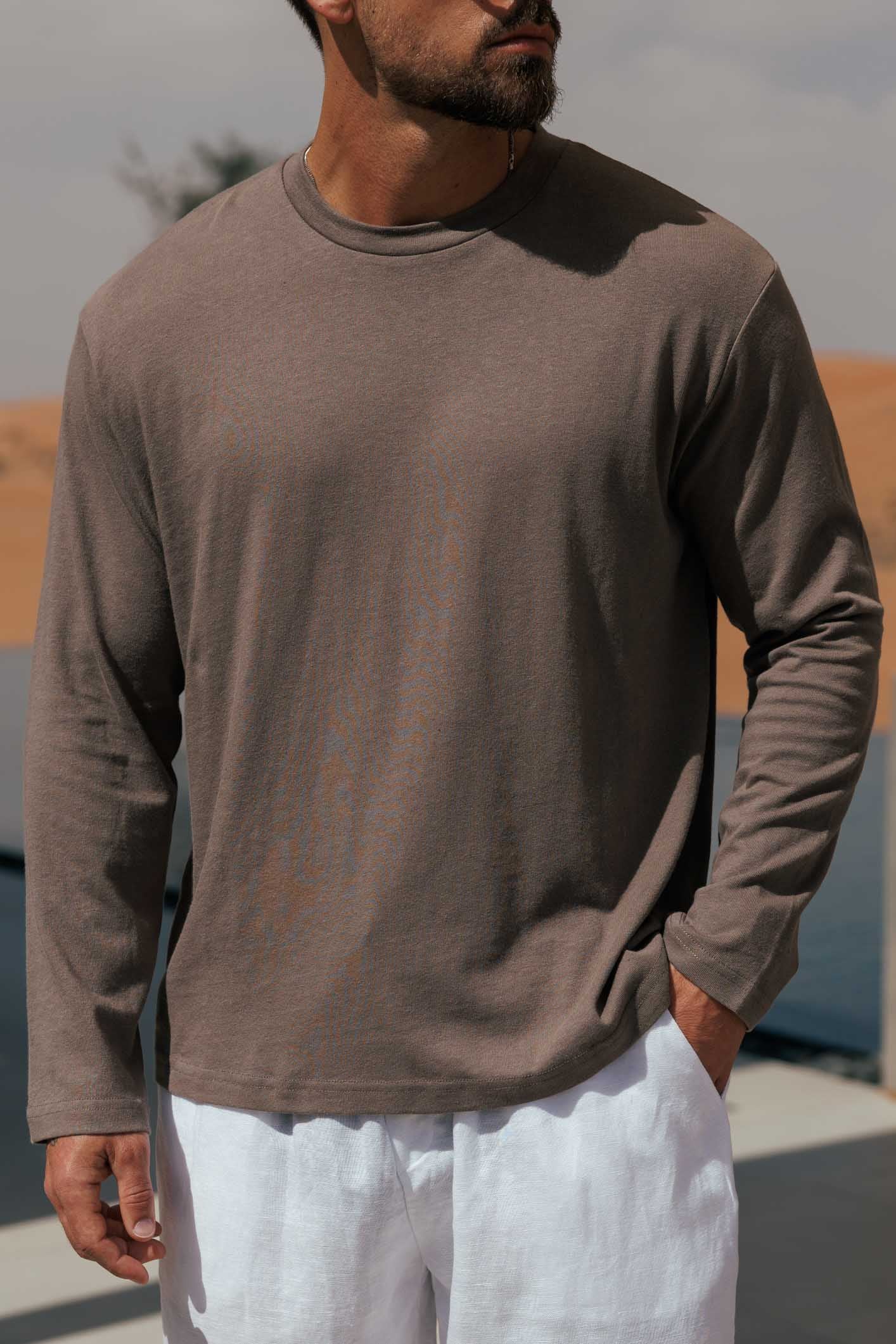 CROPPED LINEN T-SHIRT - OAK – Legend London