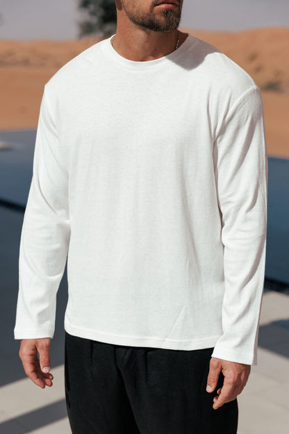 Legend London T-SHIRT - SUMMER CROPPED LINEN T-SHIRT - WHITE