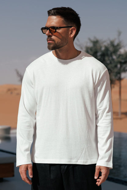 Legend London T-SHIRT - SUMMER CROPPED LINEN T-SHIRT - WHITE