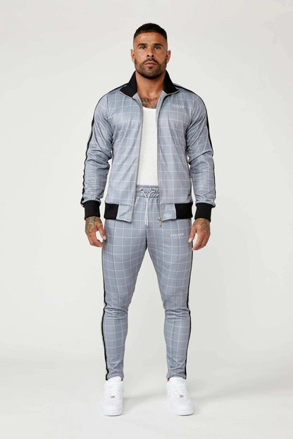 Legend London Tracksuit Track Jacket In Windowpane Check - Grey