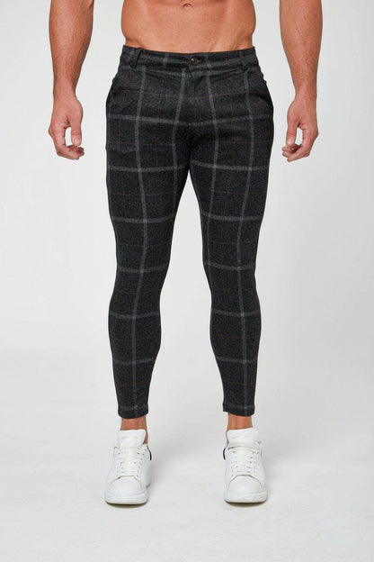 Legend London Trouser CHECKERED STRETCH TROUSERS - BLACK