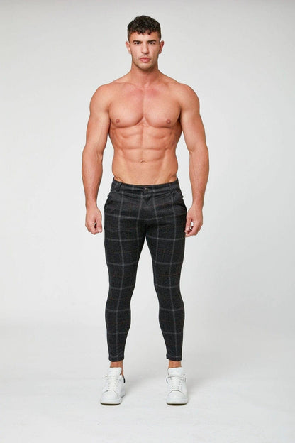 Legend London Trouser CHECKERED STRETCH TROUSERS - BLACK