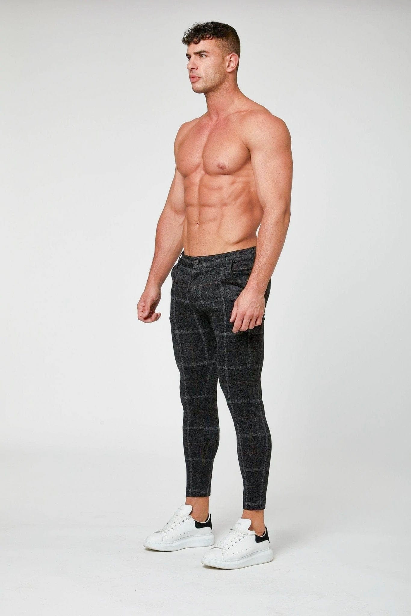 Legend London Trouser CHECKERED STRETCH TROUSERS - BLACK