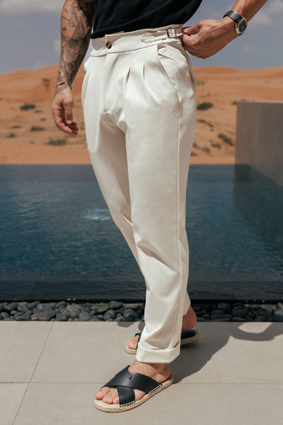 PREMIUM SIDE CINCH TROUSER - STONE – Legend London