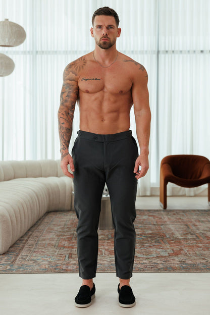 Legend London TROUSER SLIM FIT PLAIN STRETCH TROUSER W/ SIDE CINCH - GREY