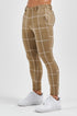 Legend London Trouser STRETCH TROUSER - SAND & WHITE LARGE GRID CHECK