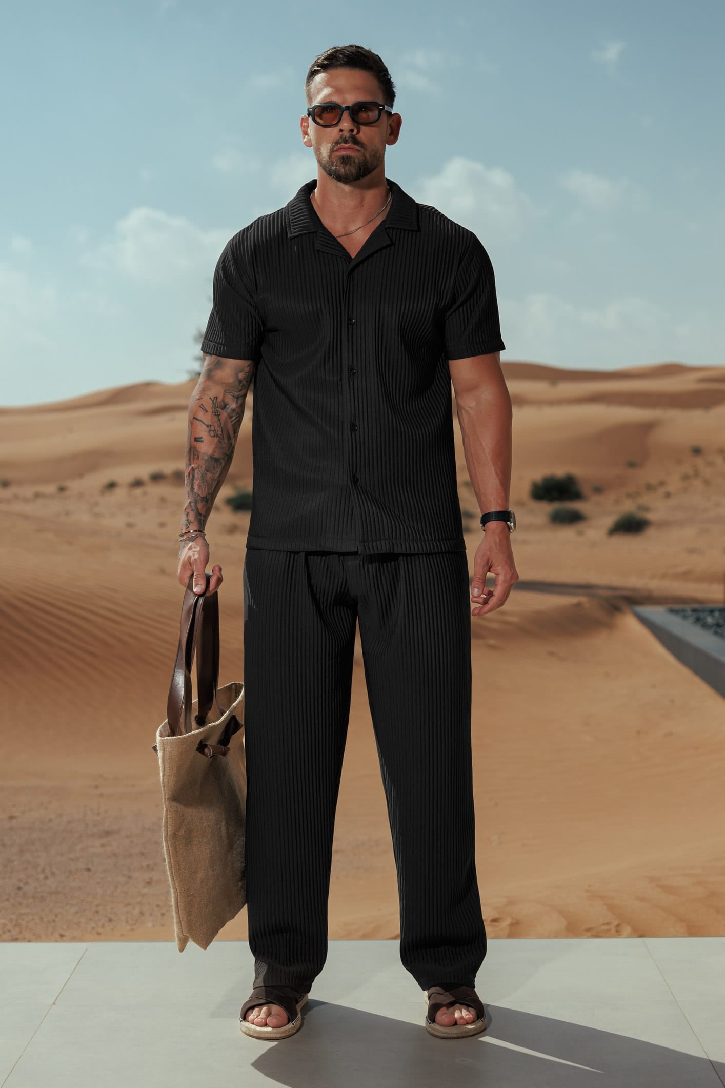Legend London Trouser - Summer LEGEND PLEATED TROUSER - BLACK