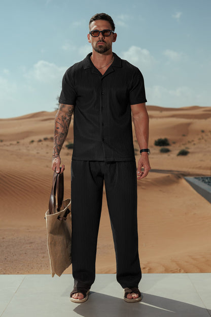 Legend London Trouser - Summer LEGEND PLEATED TROUSER - BLACK
