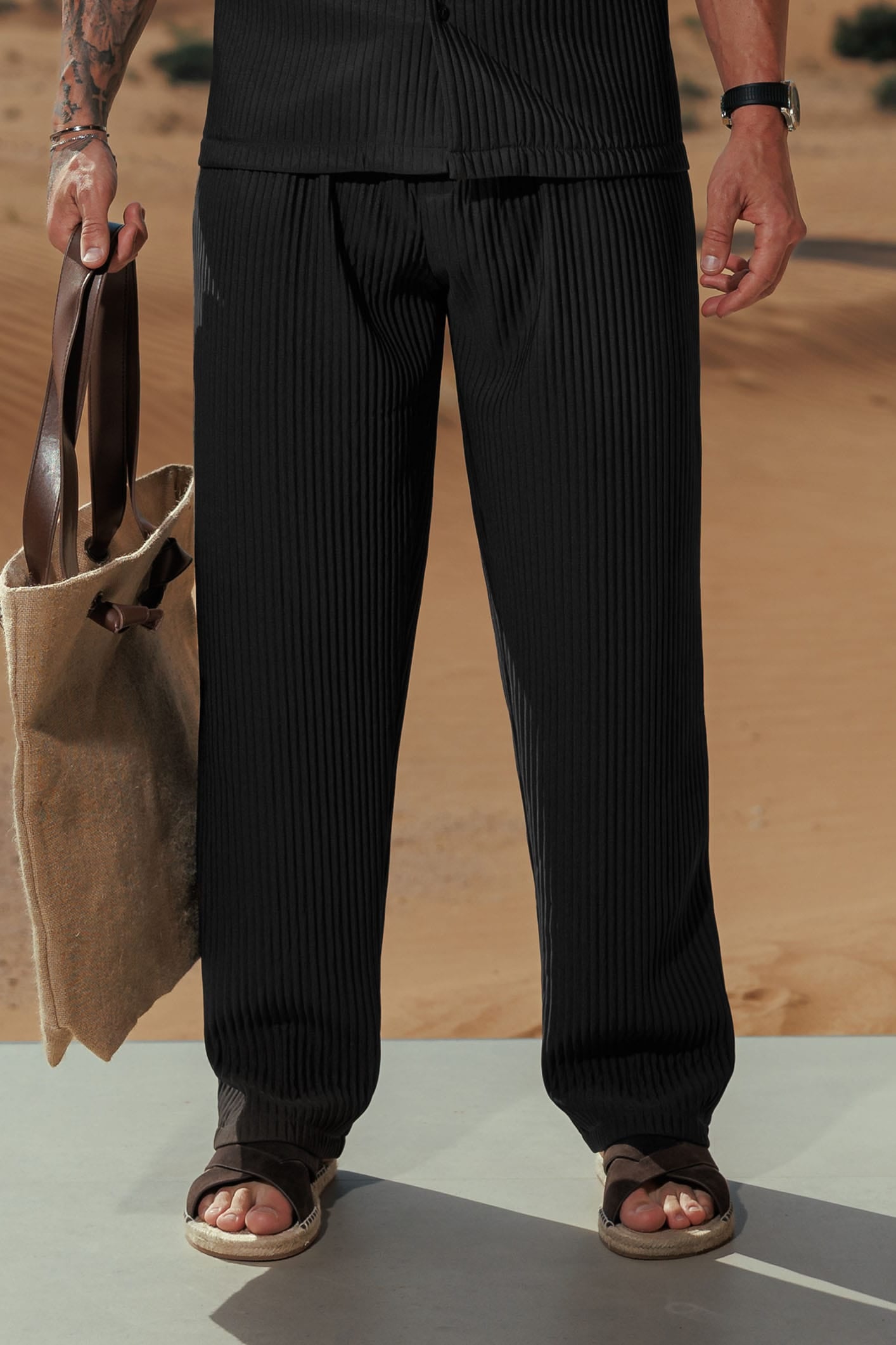 Legend London Trouser - Summer LEGEND PLEATED TROUSER - BLACK