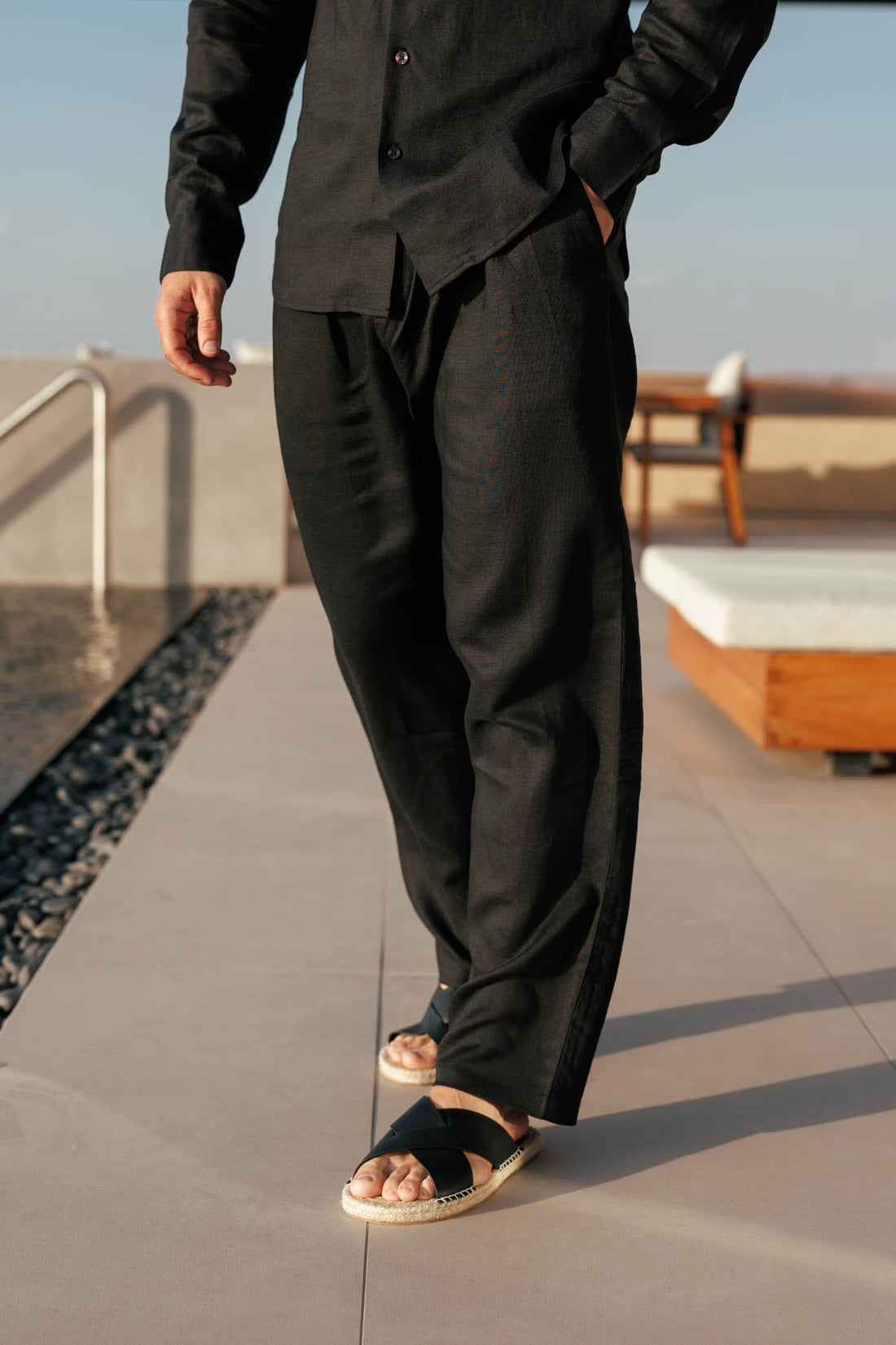 Legend London Trouser - Summer LINEN TROUSER - BLACK