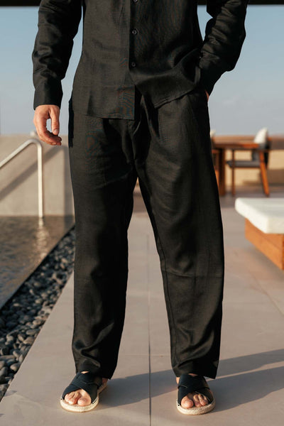 PANTALON EN LIN - NOIR