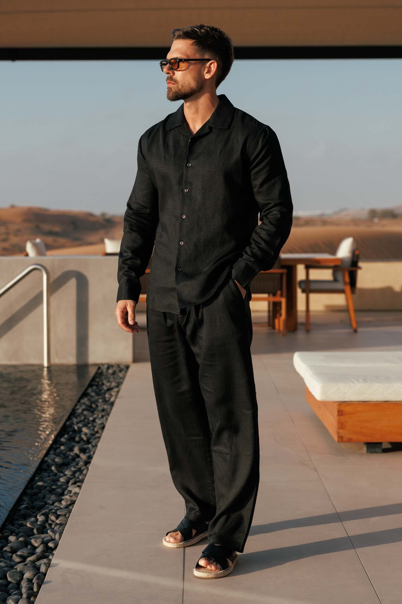 Legend London Trouser - Summer LINEN TROUSER - BLACK