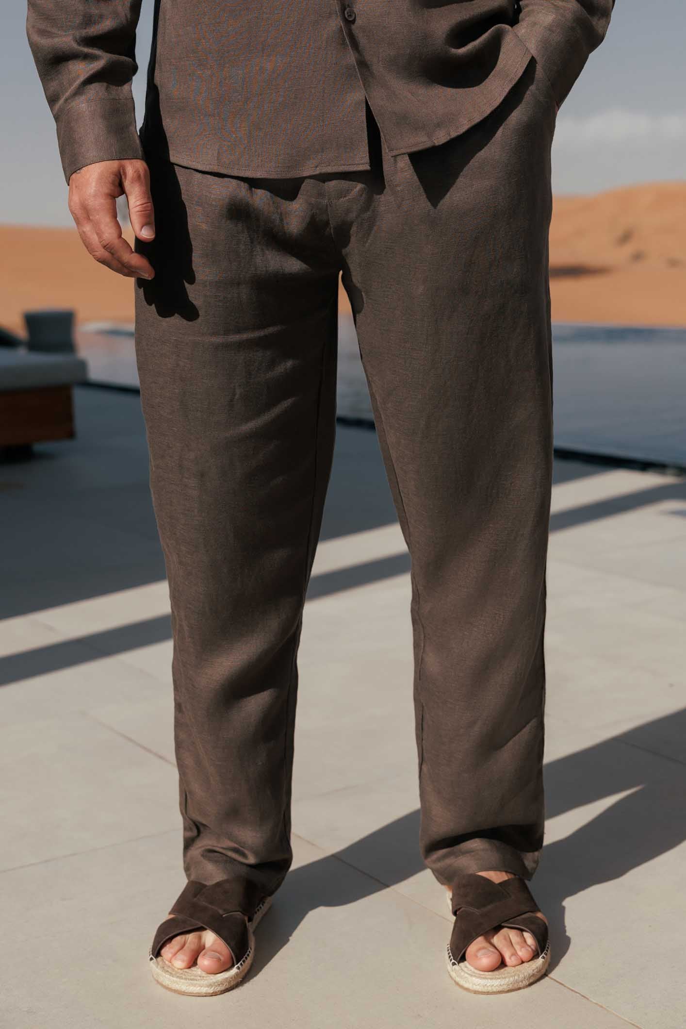 LINEN TROUSER - OAK – Legend London
