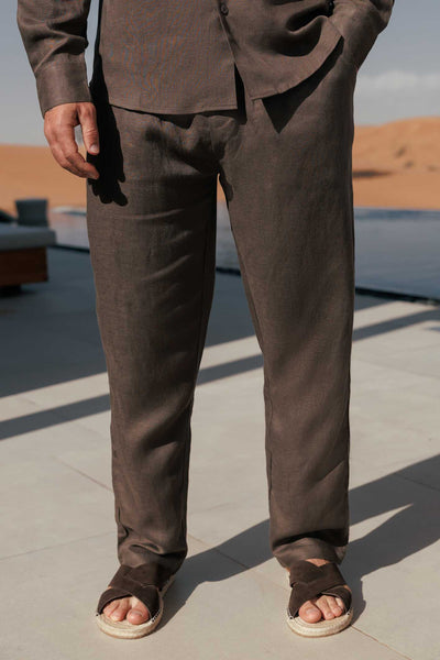 PANTALON EN LIN - CHÊNE