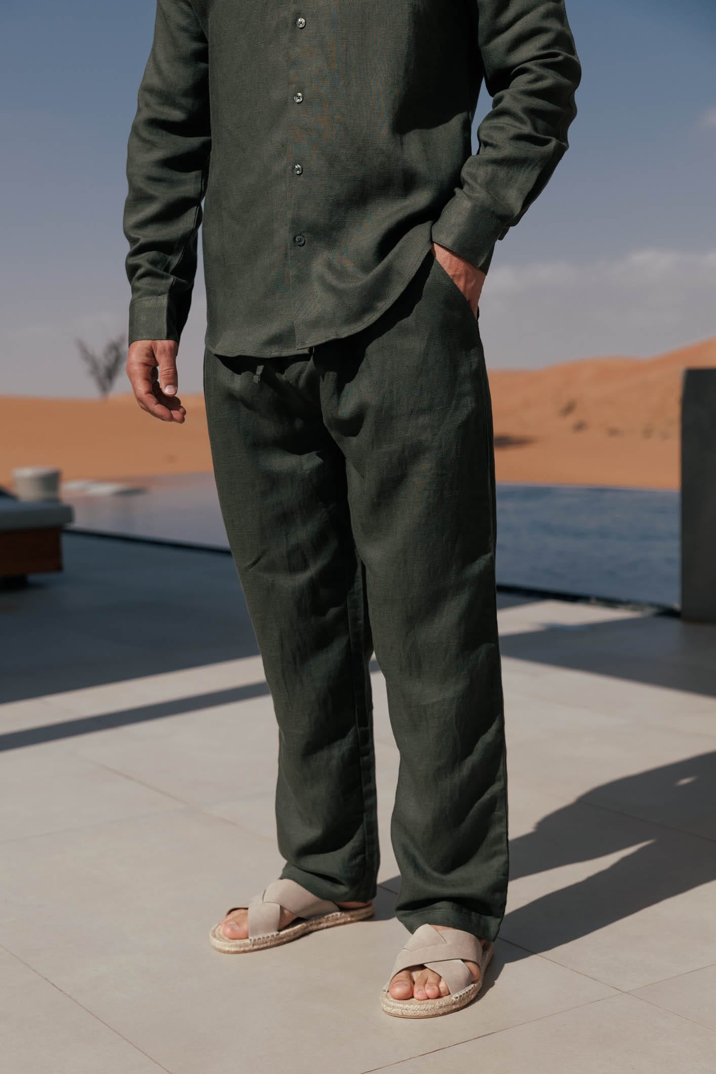 Legend London Trouser - Summer LINEN TROUSER - OLIVE