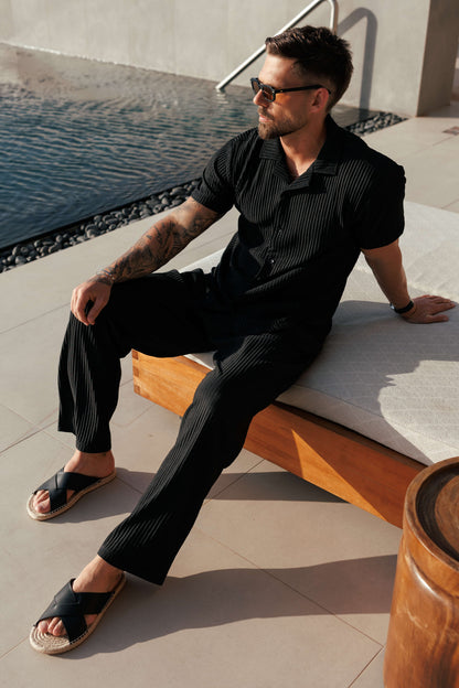 Legend London Trouser - Summer PLEATED TROUSER - BLACK