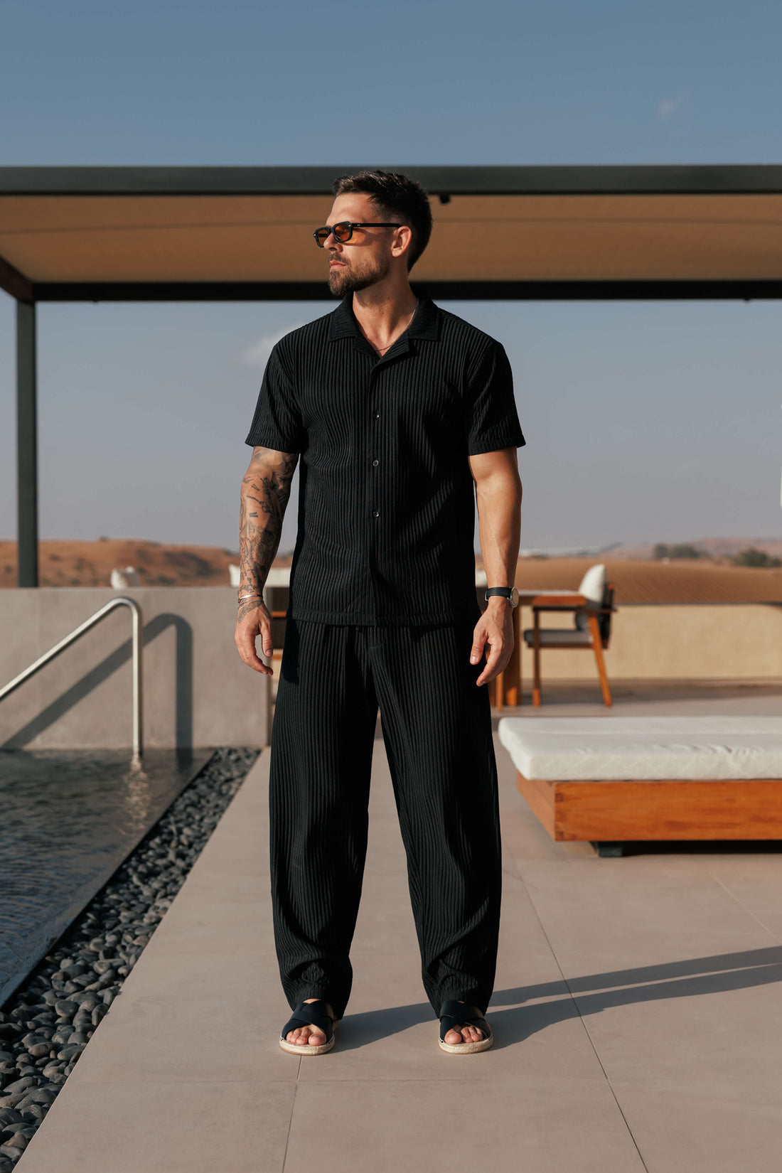 Legend London Trouser - Summer PLEATED TROUSER - BLACK