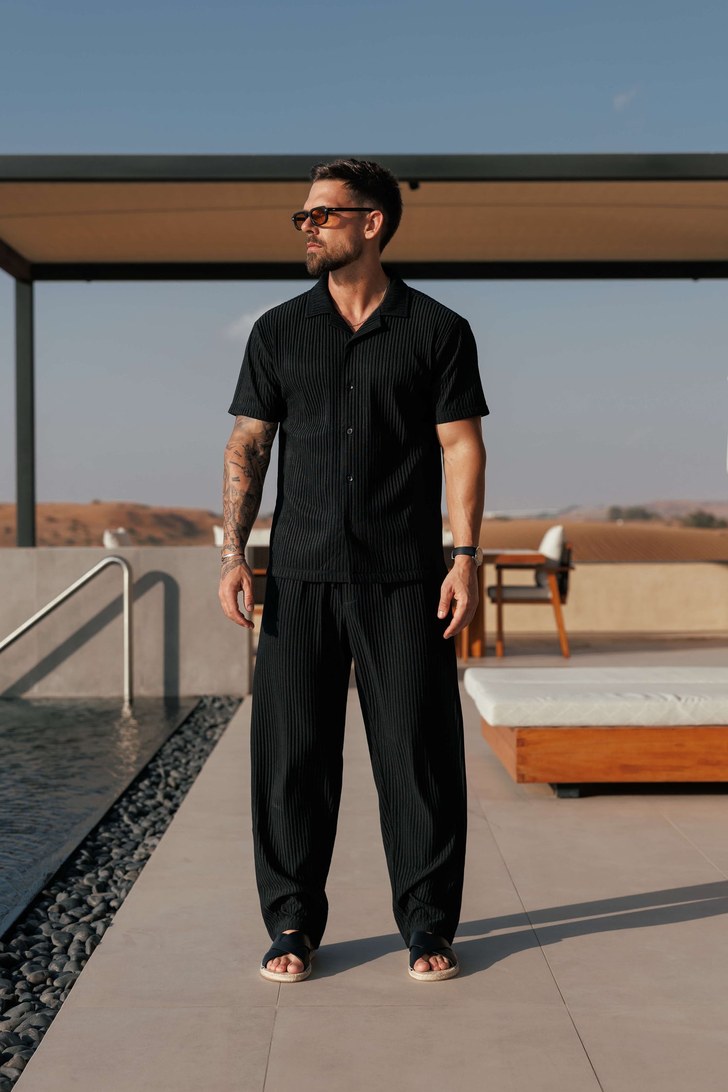 Legend London Trouser - Summer PLEATED TROUSER - BLACK