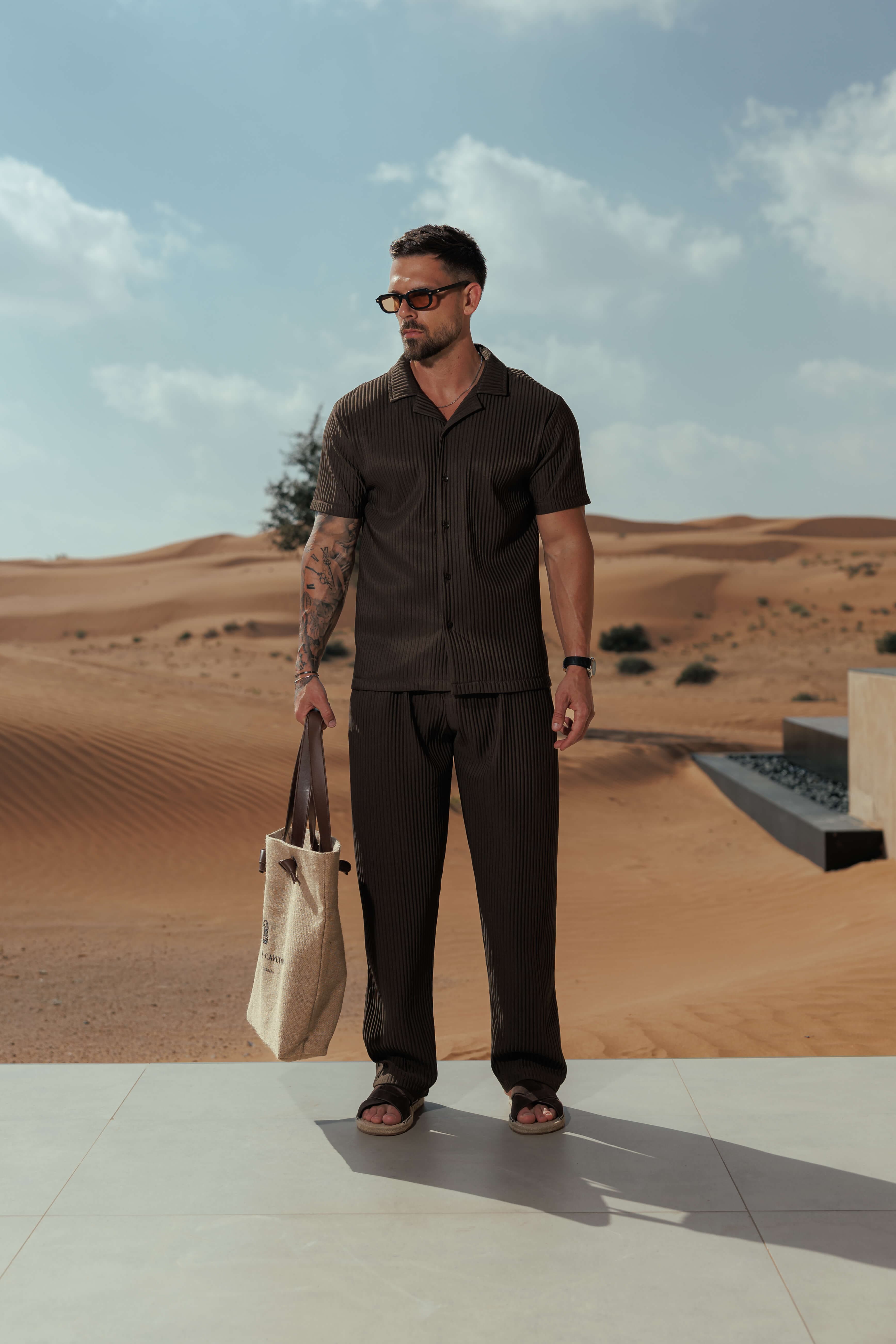Legend London Trouser - Summer PLEATED TROUSER - BROWN