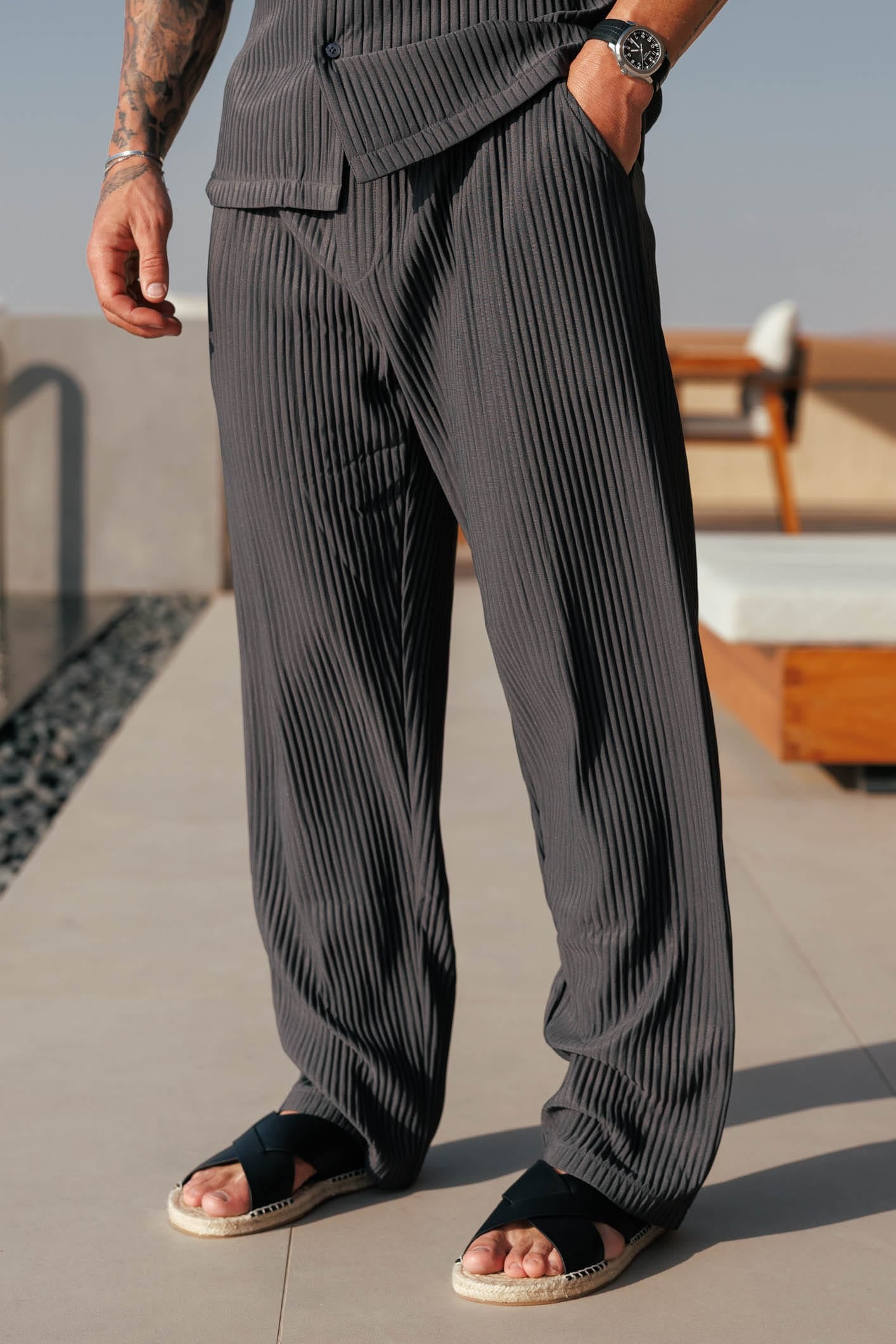 Legend London Trouser - Summer PLEATED TROUSER - GREY
