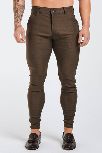 Legend London Trousers - chino FLEX CHINO SLIM FIT - BROWN