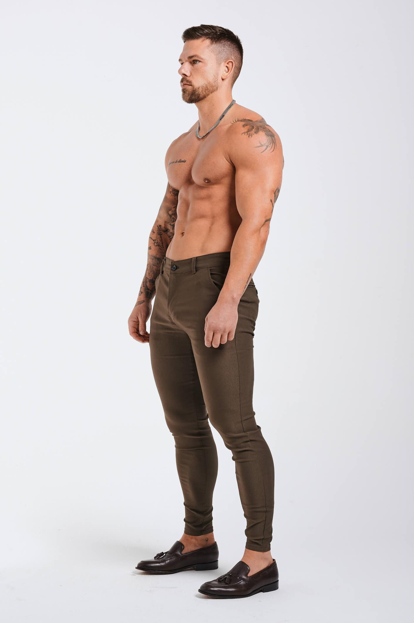 Legend London Trousers - chino FLEX CHINO SLIM FIT - BROWN