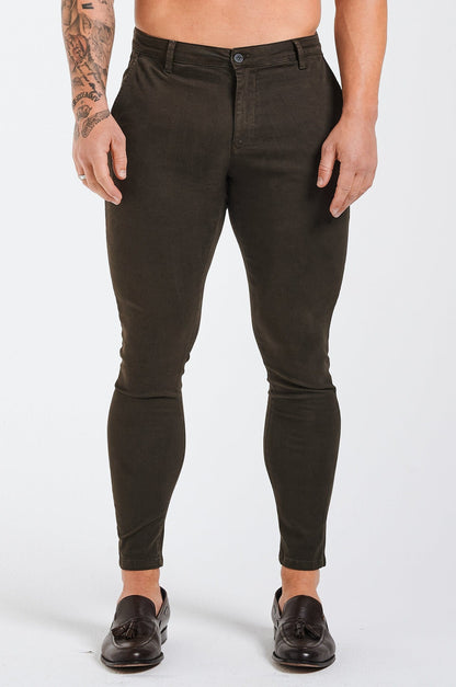 Legend London Trousers - chino SPRAY-ON STRETCH CHINO - DEEP BROWN