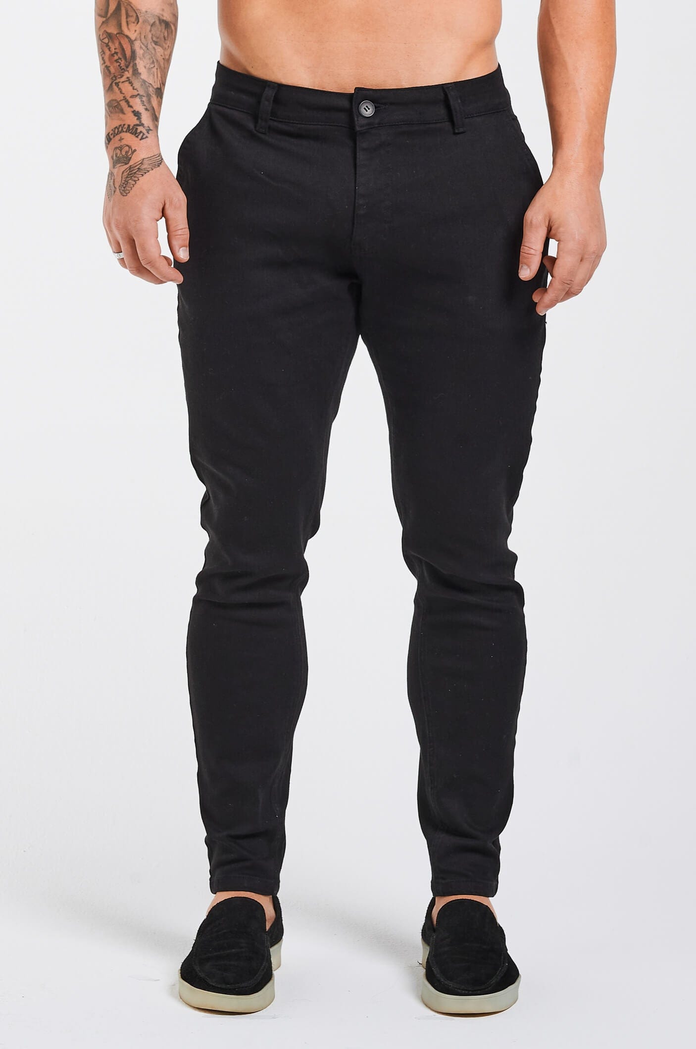 Legend London Trousers - chino TEXTURED STRETCH CHINO - BLACK