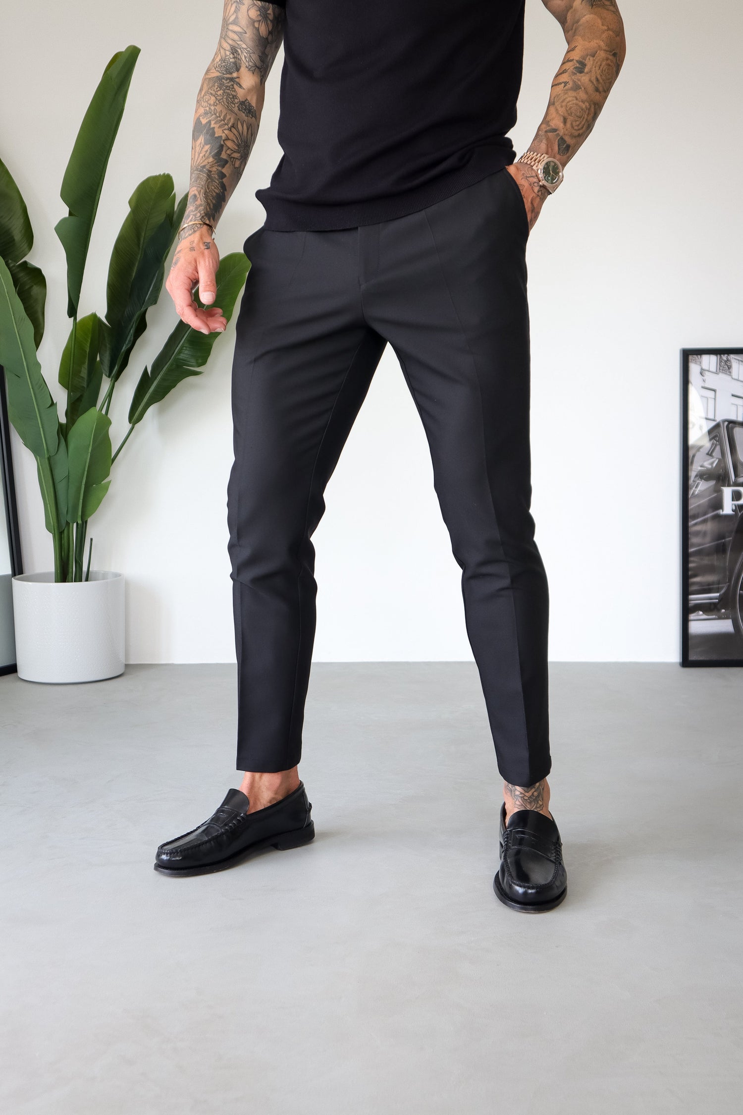Legend London Trousers STRETCH WOVEN TROUSER - BLACK