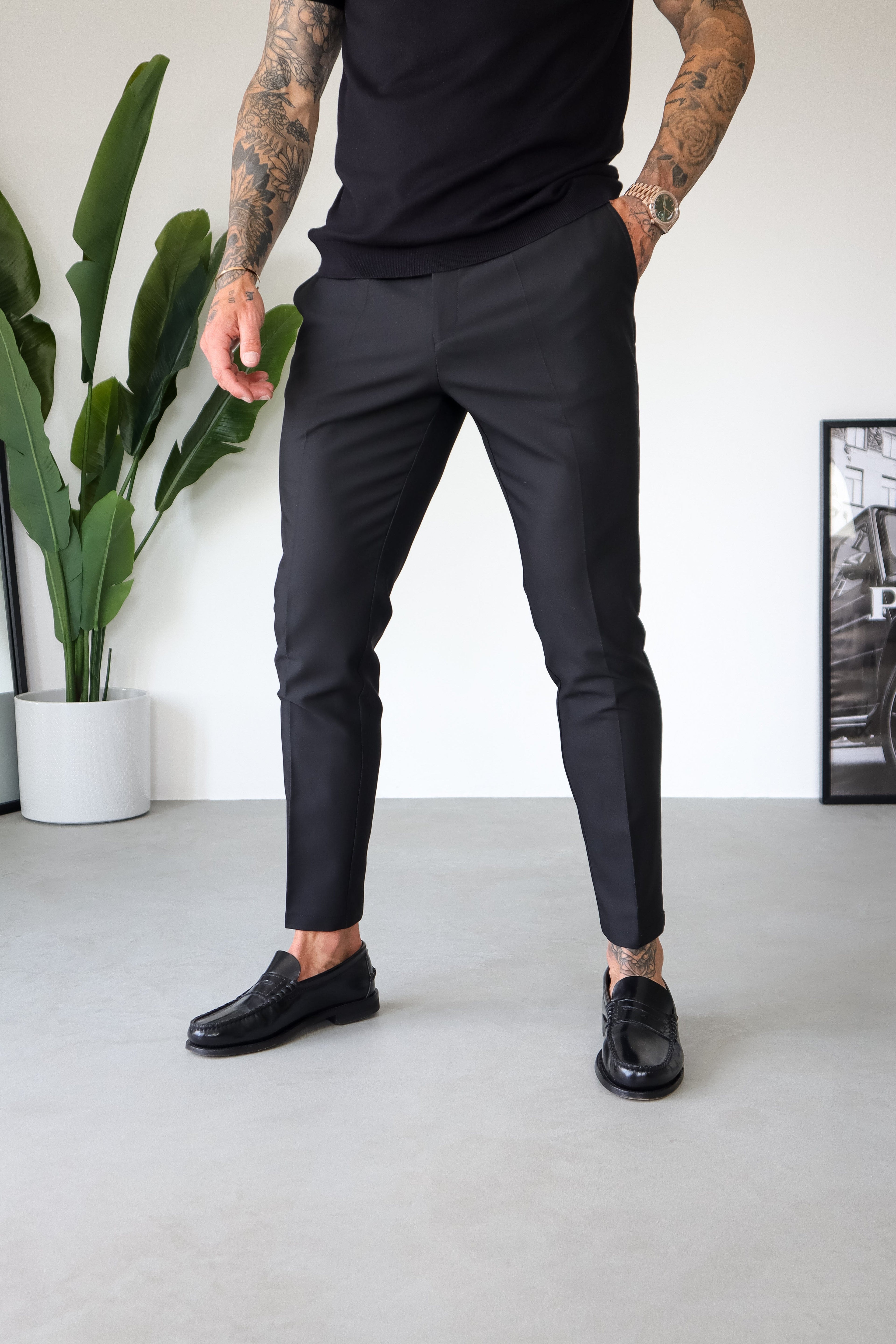 Legend London Trousers STRETCH WOVEN TROUSER - BLACK