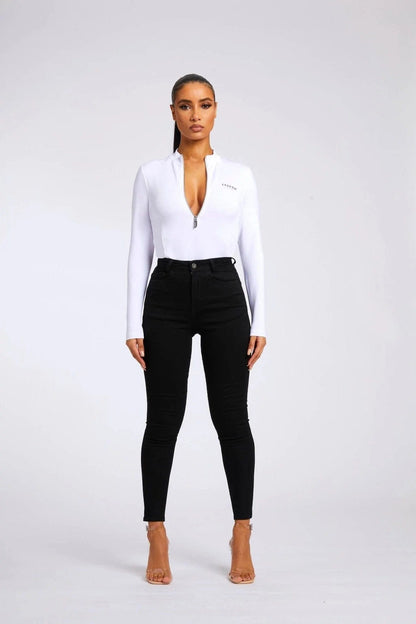 Legend London Womens Tops HIGH NECK BODY SUIT - WHITE