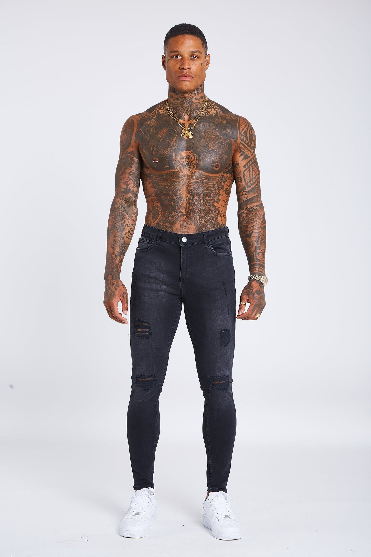 Legend London Grey Jeans - Ripped &amp; Repaired