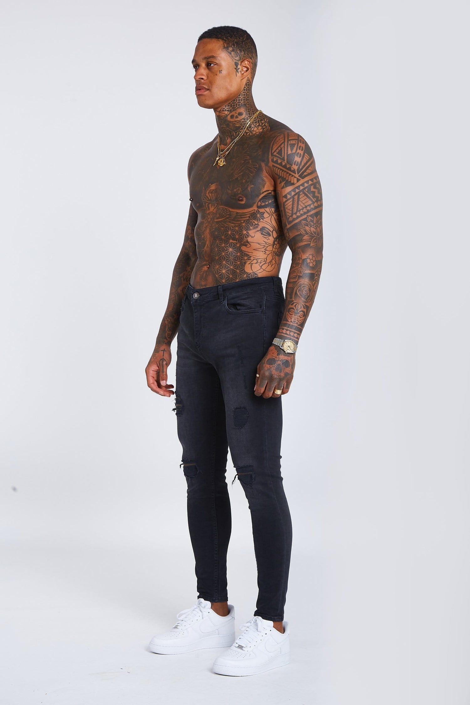 Legend London Grey Jeans - Ripped &amp; Repaired