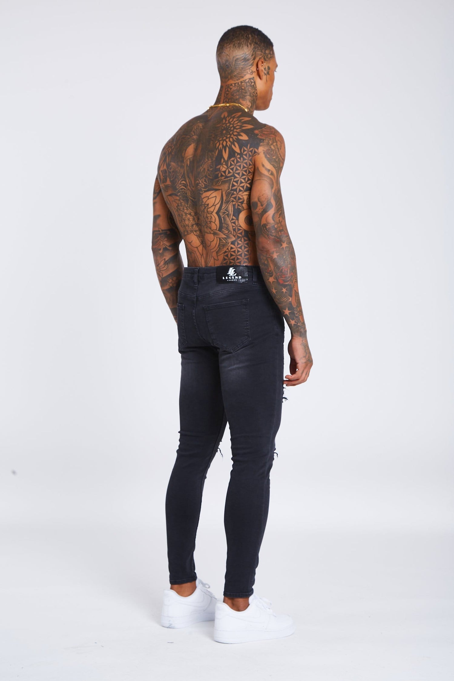 Legend London Grey Jeans - Ripped &amp; Repaired
