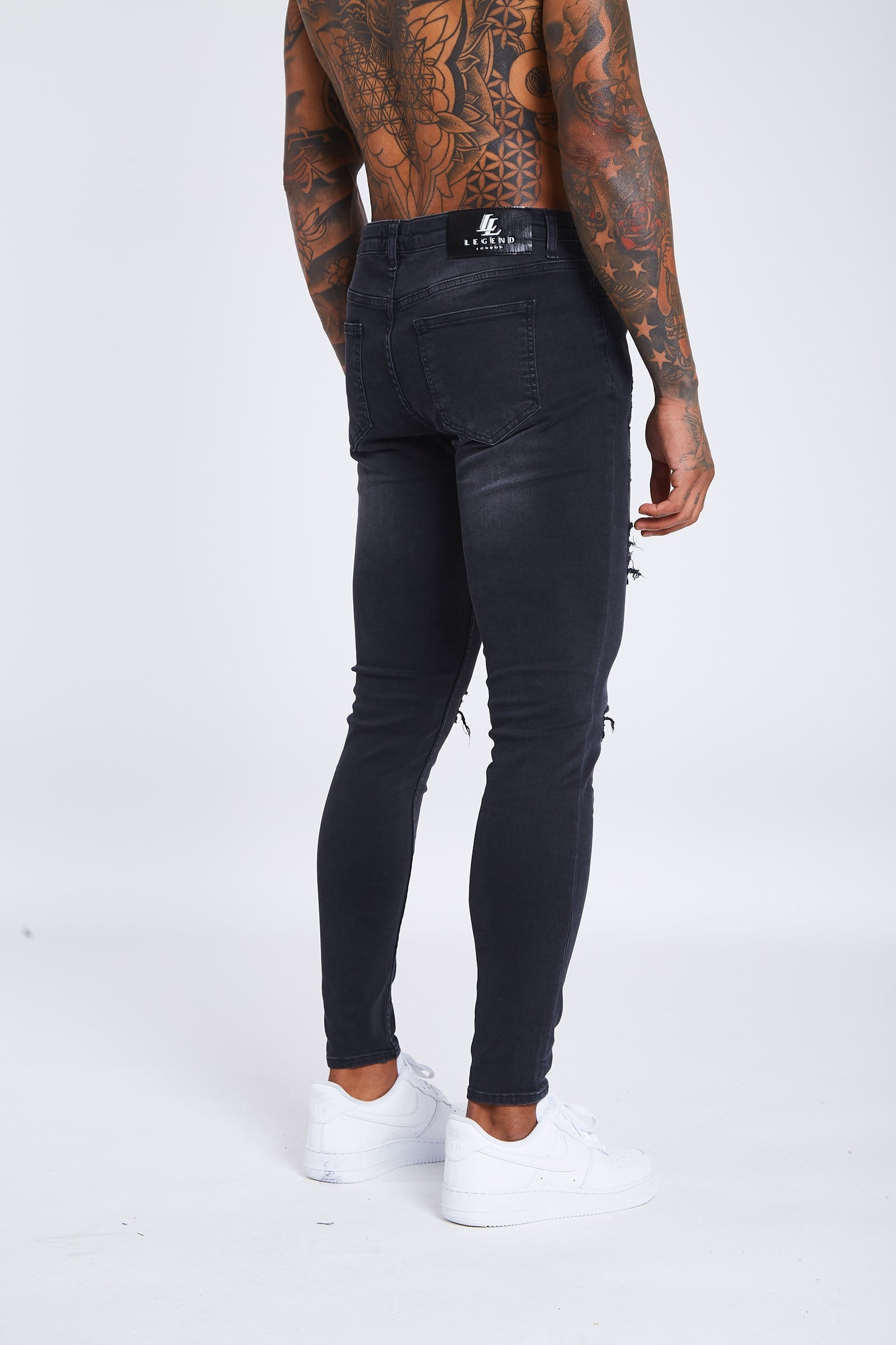 Legend London Grey Jeans - Ripped &amp; Repaired