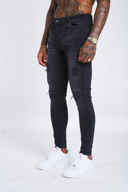 Legend London Grey Jeans - Ripped &amp; Repaired