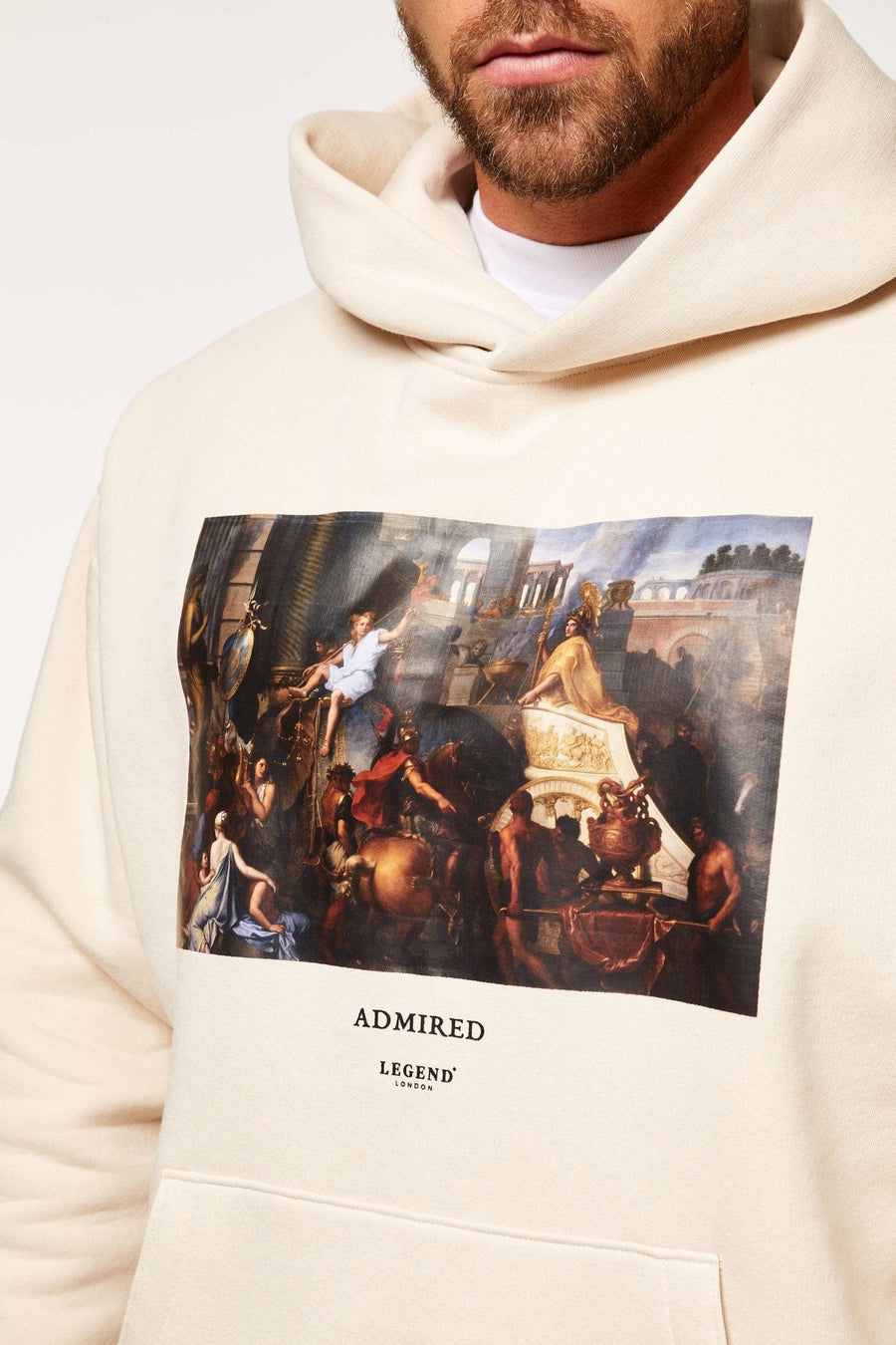Legend London Hoodies ADMIRED PRINT HOODIE - CREAM