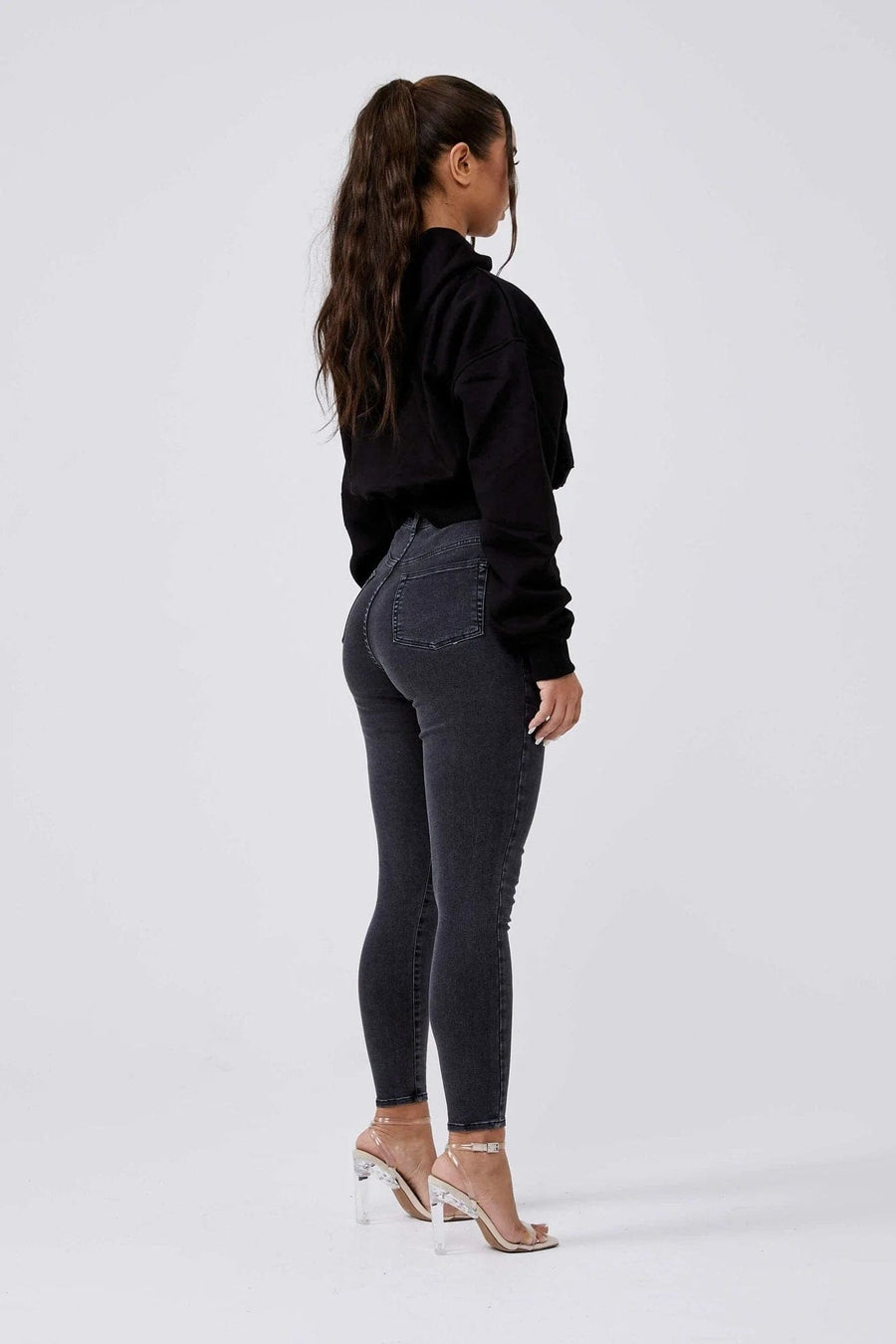 LEGEND LONDON Hoodies CENTER LOGO CROPPED HOODIE - BLACK