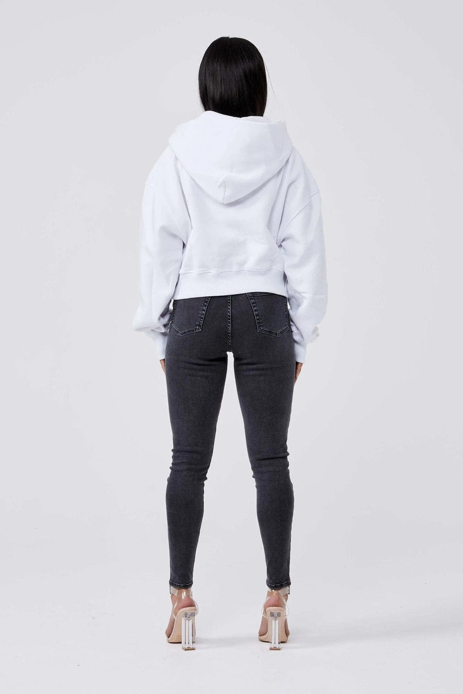 LEGEND LONDON Hoodies CENTER LOGO CROPPED HOODIE - WHITE