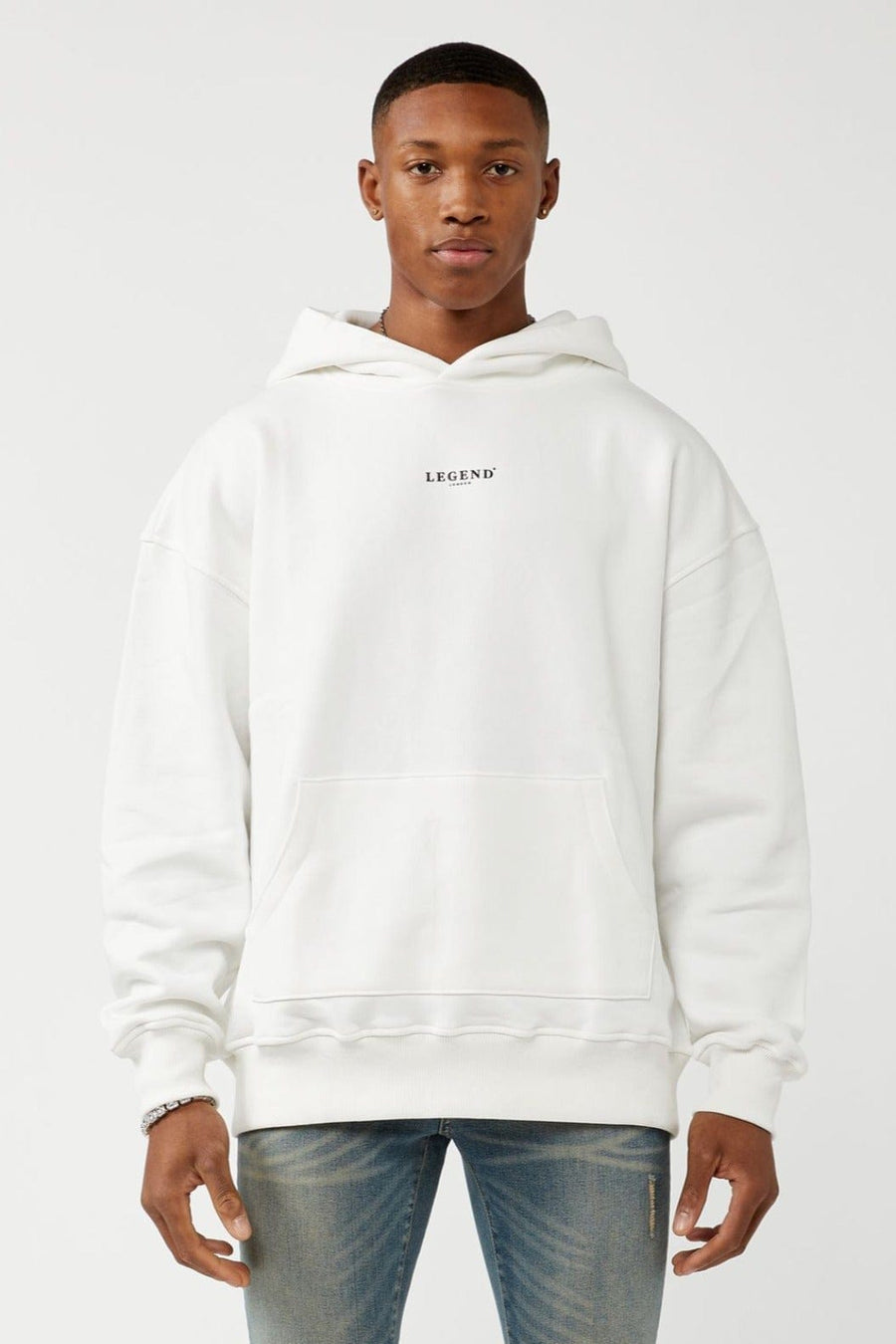 Legend London Hoodies CENTER LOGO HOODIE - OFF WHITE