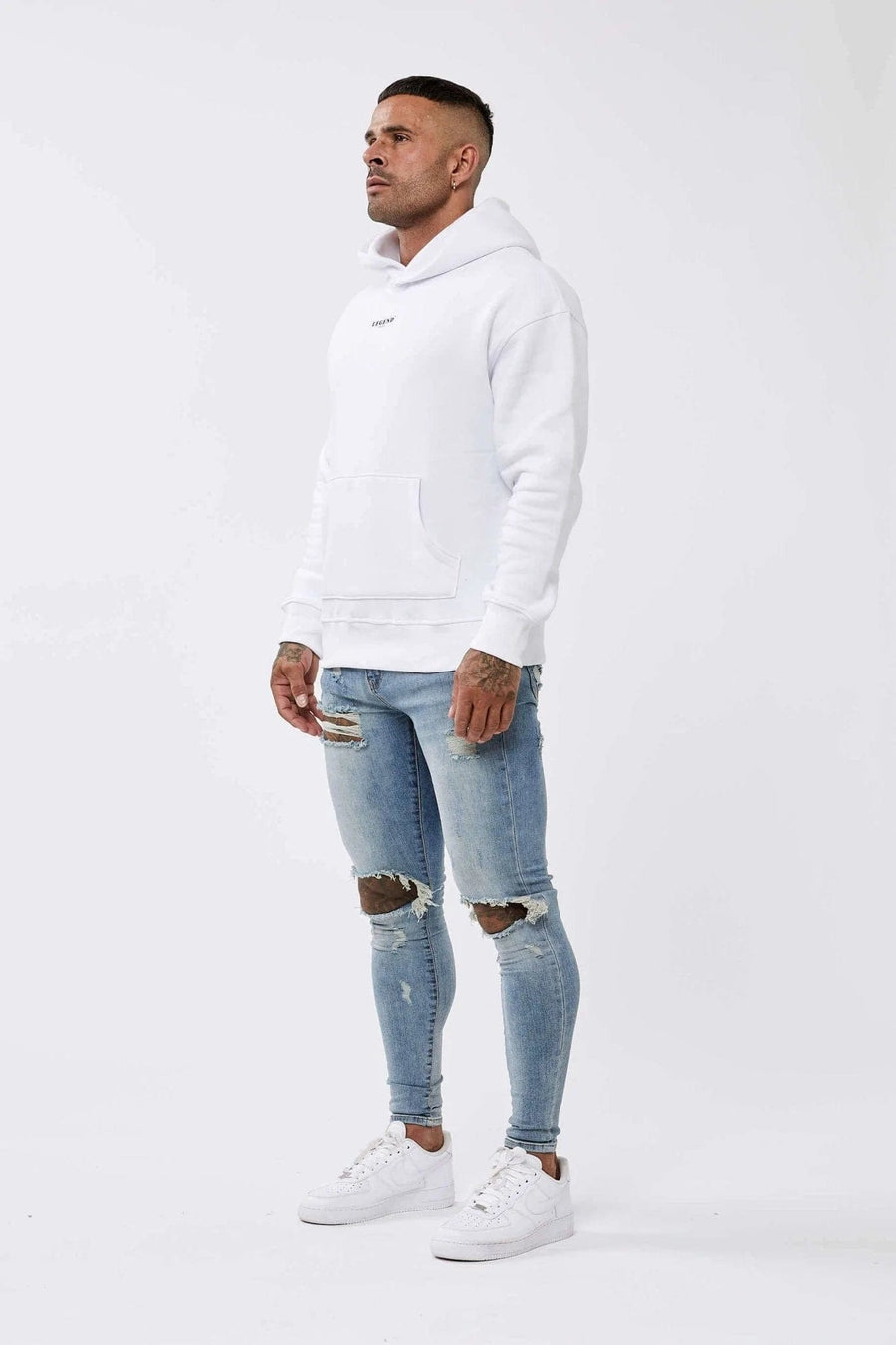 Legend London Hoodies CENTER LOGO HOODIE - WHITE