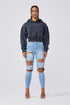 LEGEND LONDON Hoodies LOGO HOODIE CROPPED - WASHED GREY